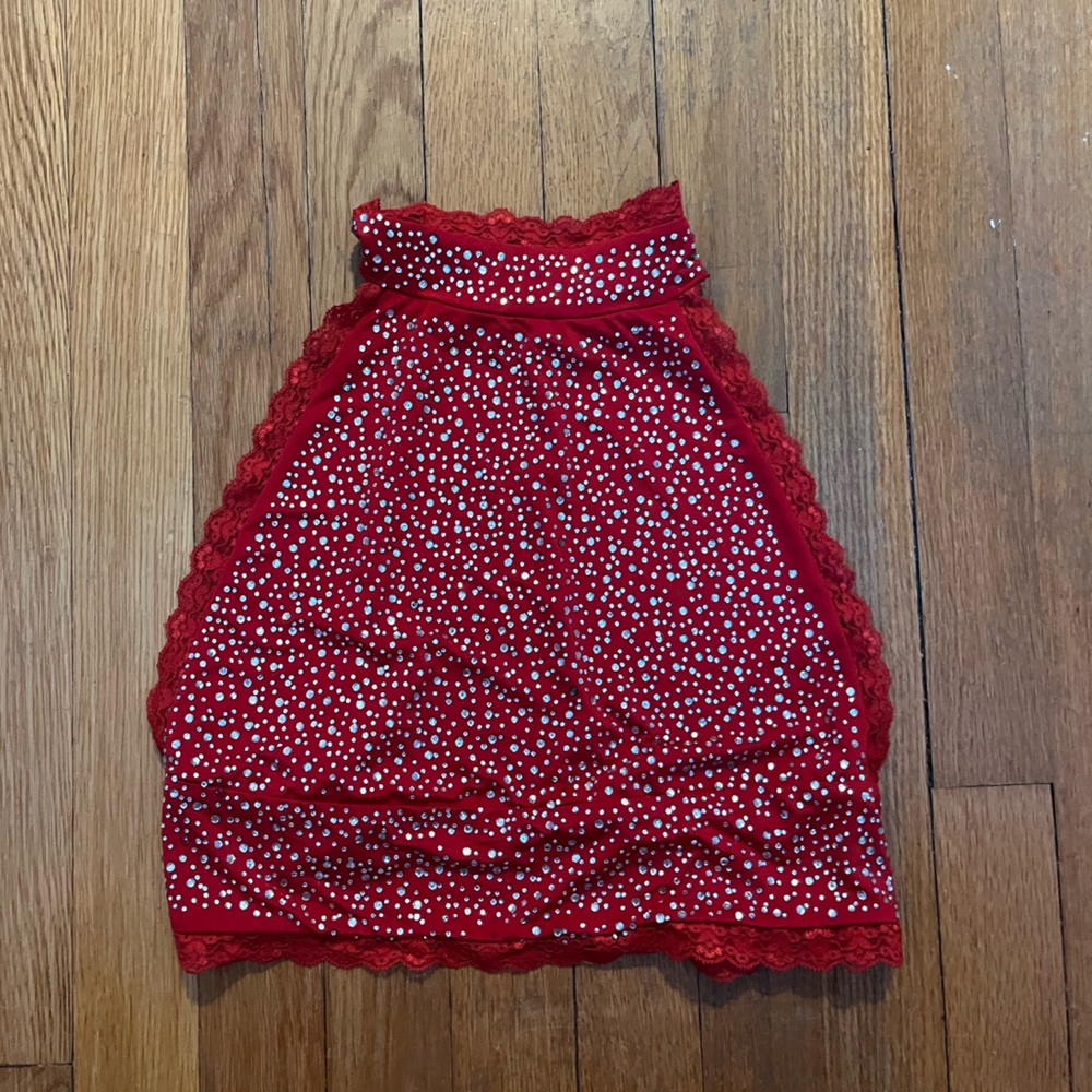 Red and silver Kikiriki backless, halter top